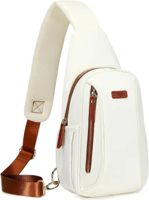 AO ALI VICTORY Crossbody Bags for Women Waterproof Nylon Cross Body Travel Shoulder Handbags Anti Theft Lady Chest Purse Casual Fanny Pack Light Sling Backpack for Work Sport Running Hiking Off Beige