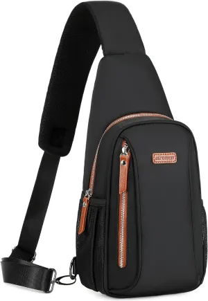AO ALI VICTORY Crossbody Bags for Women Waterproof Nylon Cross Body Travel Shoulder Handbags Anti Theft Lady Chest Purse Casual Fanny Pack Light Sling Backpack for Work Sport Running Hiking Off Black