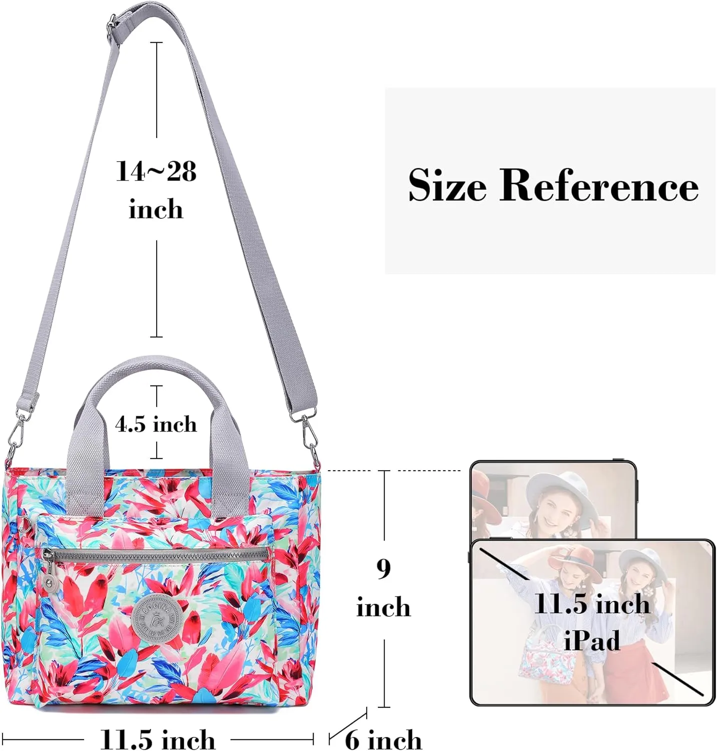 AOCINA Mini Tote Bag with Multi Pockets Small Crossbody Bags for Women Nylon Printed Shoulder Bag