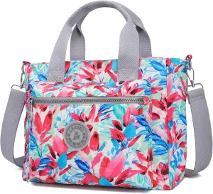 AOCINA Mini Tote Bag with Multi Pockets Small Crossbody Bags for Women Nylon Printed Shoulder Bag
