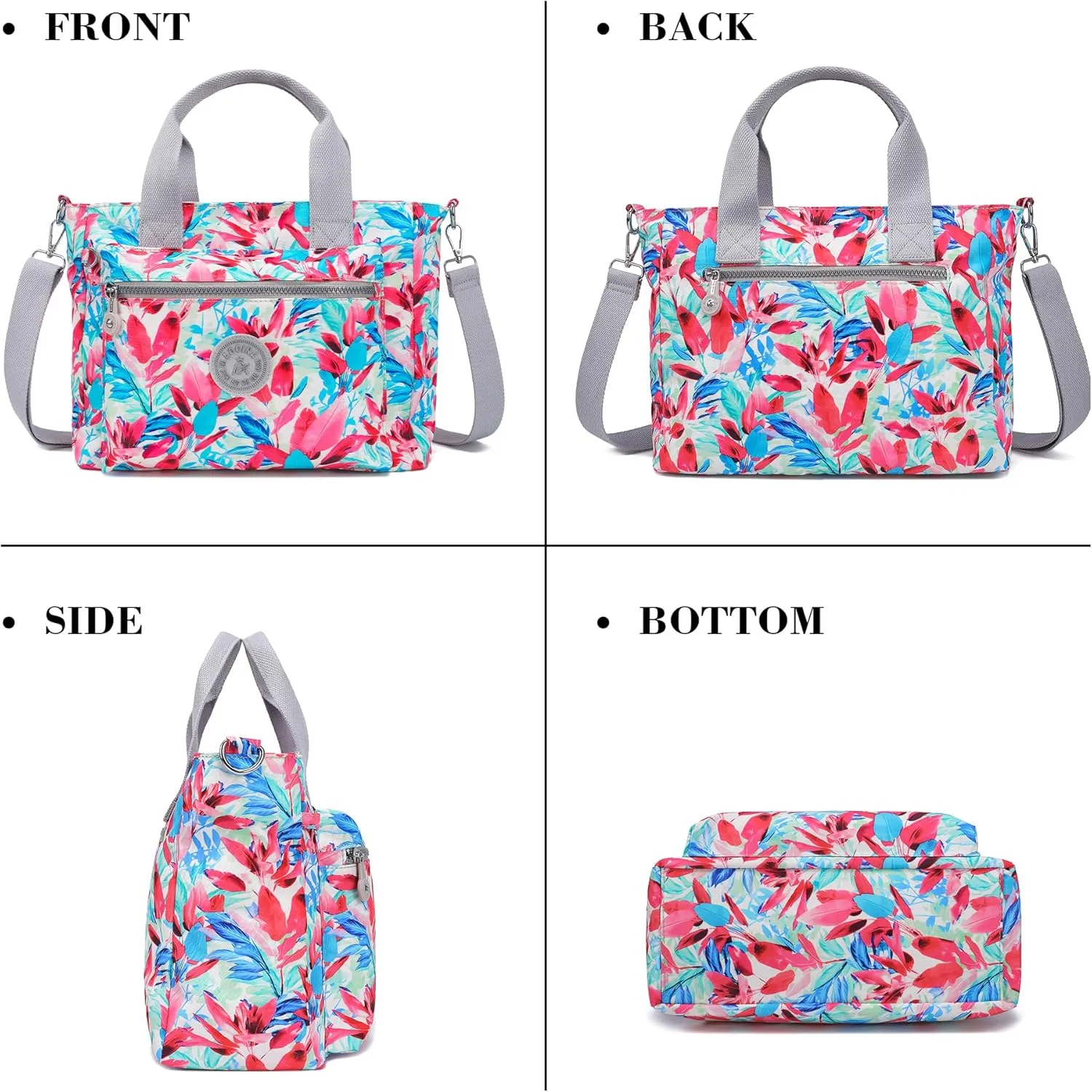 AOCINA Mini Tote Bag with Multi Pockets Small Crossbody Bags for Women Nylon Printed Shoulder Bag