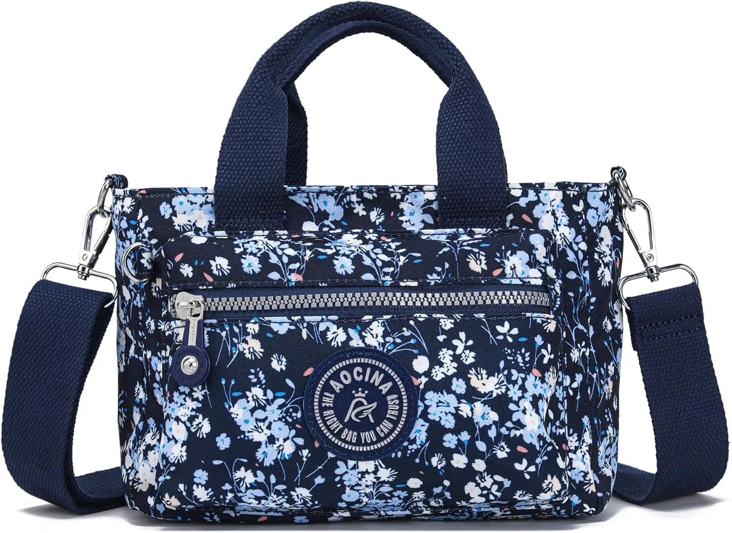 AOCINA Mini Tote Bag with Multi Pockets Small Crossbody Bags for Women Nylon Printed Shoulder Bag