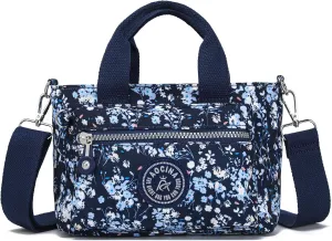 AOCINA Mini Tote Bag with Multi Pockets Small Crossbody Bags for Women Nylon Printed Shoulder Bag