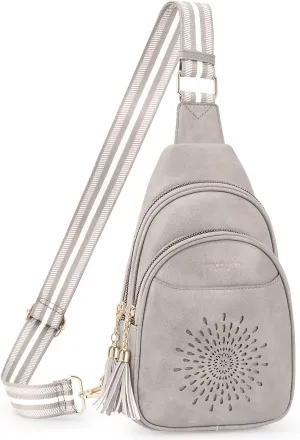 APHISON Small Sling Bag Cell Phone Purse Vegan Leather Fanny Crossbody Bag for Women Trendy Chest Backpack Adjustable Strap