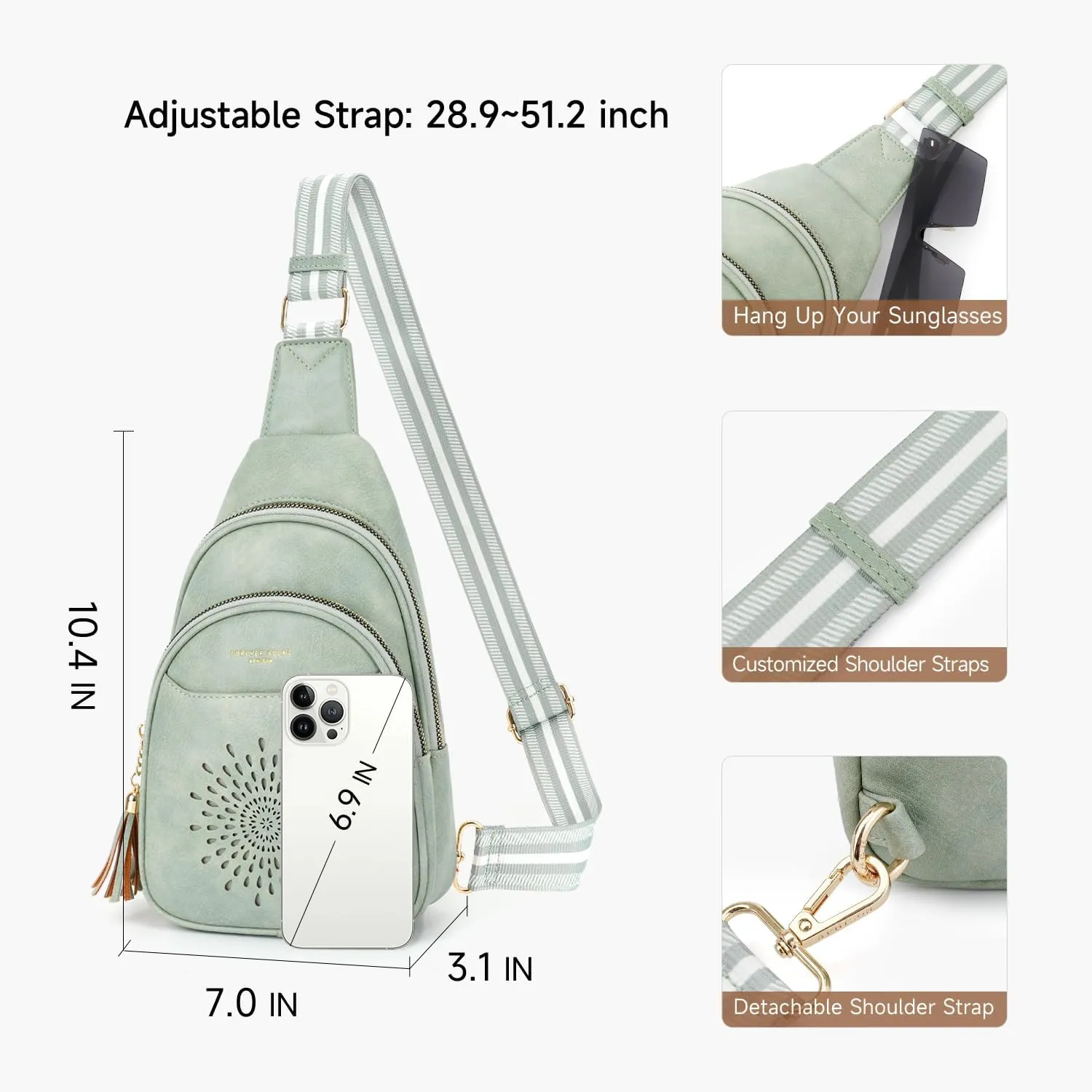 APHISON Small Sling Bag Cell Phone Purse Vegan Leather Fanny Crossbody Bag for Women Trendy Chest Backpack Adjustable Strap