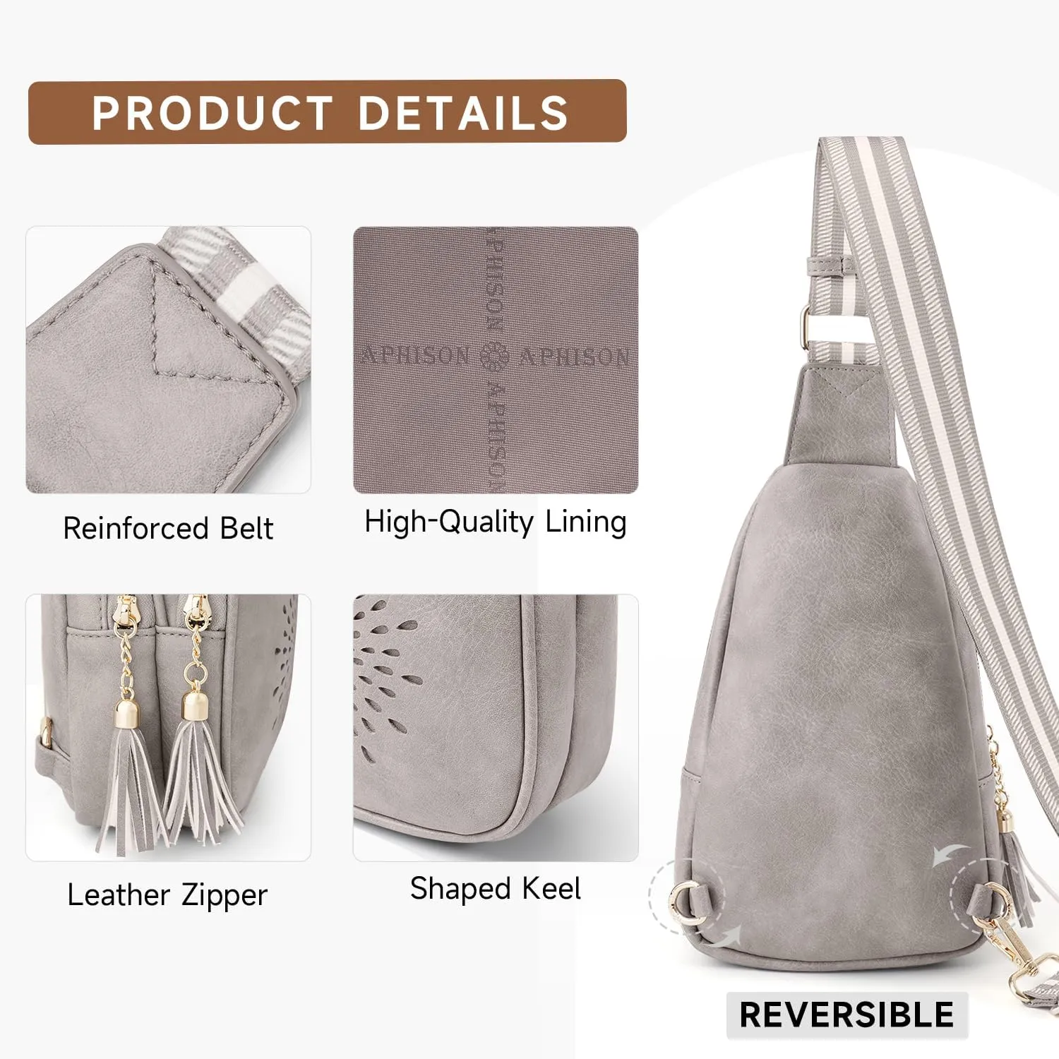 APHISON Small Sling Bag Cell Phone Purse Vegan Leather Fanny Crossbody Bag for Women Trendy Chest Backpack Adjustable Strap