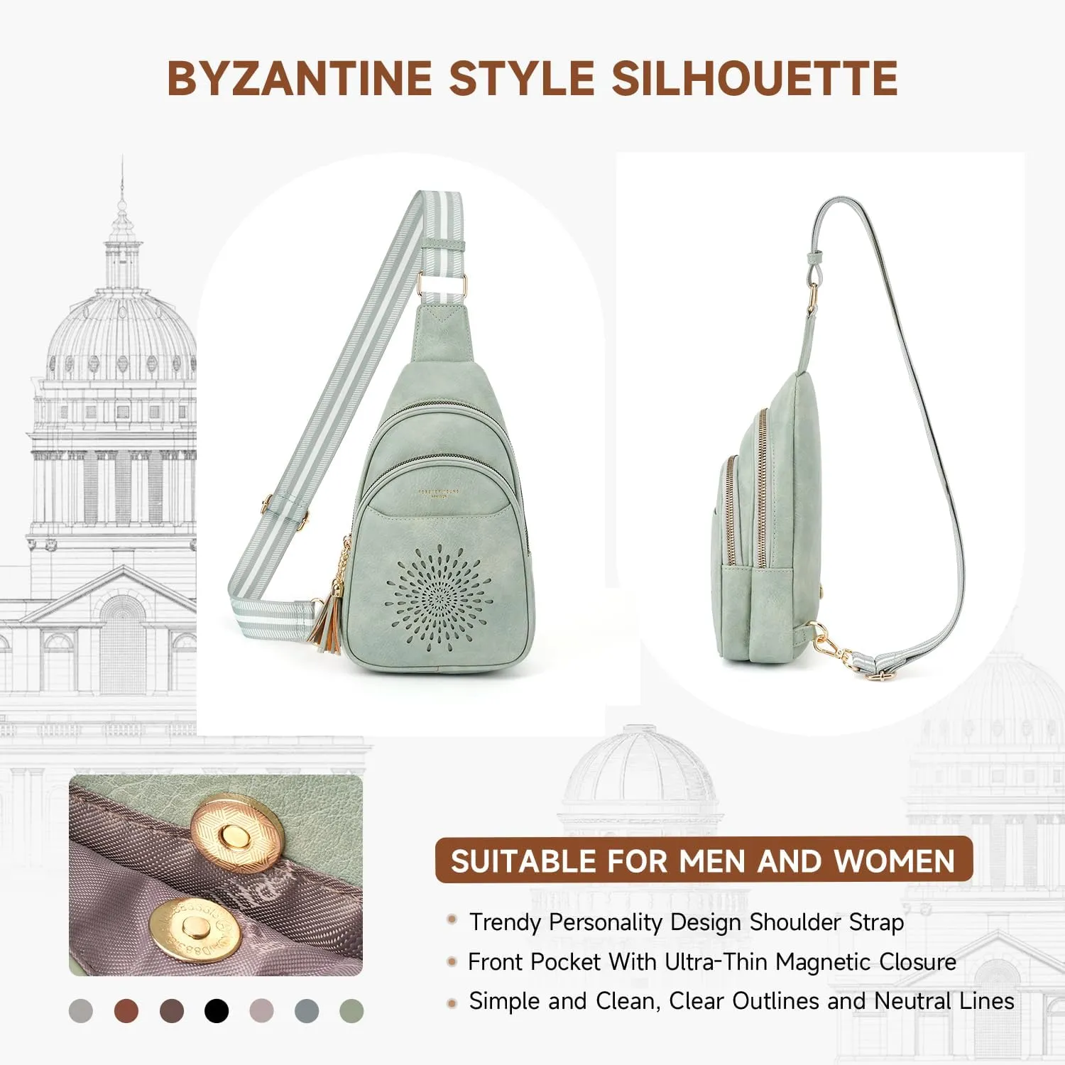 APHISON Small Sling Bag Cell Phone Purse Vegan Leather Fanny Crossbody Bag for Women Trendy Chest Backpack Adjustable Strap