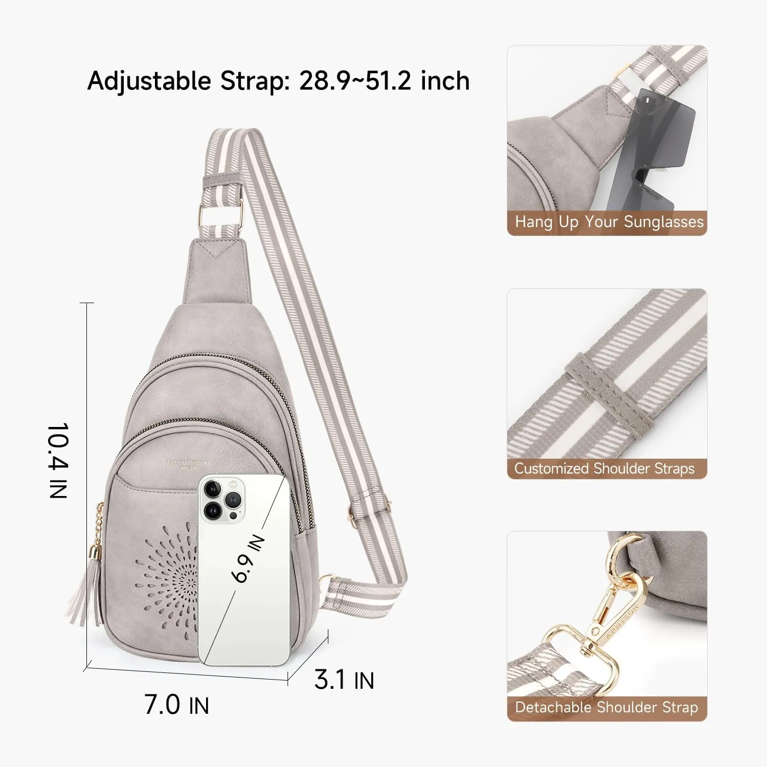 APHISON Small Sling Bag Cell Phone Purse Vegan Leather Fanny Crossbody Bag for Women Trendy Chest Backpack Adjustable Strap