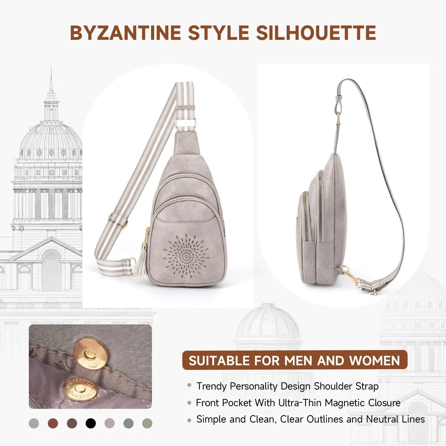 APHISON Small Sling Bag Cell Phone Purse Vegan Leather Fanny Crossbody Bag for Women Trendy Chest Backpack Adjustable Strap