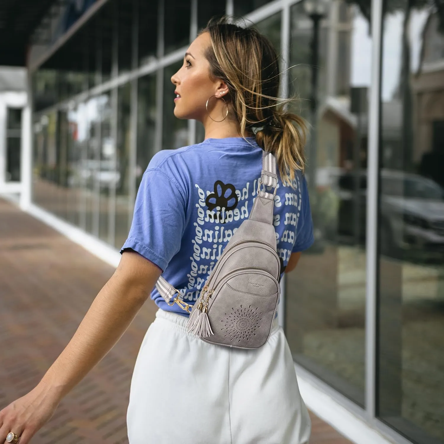 APHISON Small Sling Bag Cell Phone Purse Vegan Leather Fanny Crossbody Bag for Women Trendy Chest Backpack Adjustable Strap