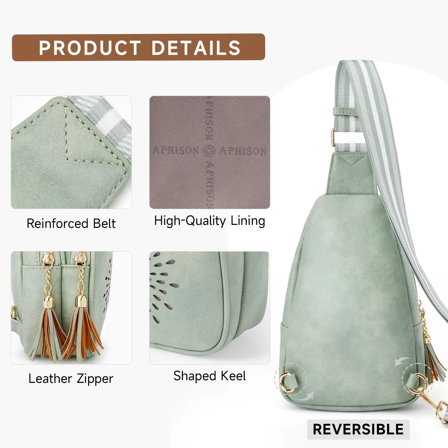 APHISON Small Sling Bag Cell Phone Purse Vegan Leather Fanny Crossbody Bag for Women Trendy Chest Backpack Adjustable Strap