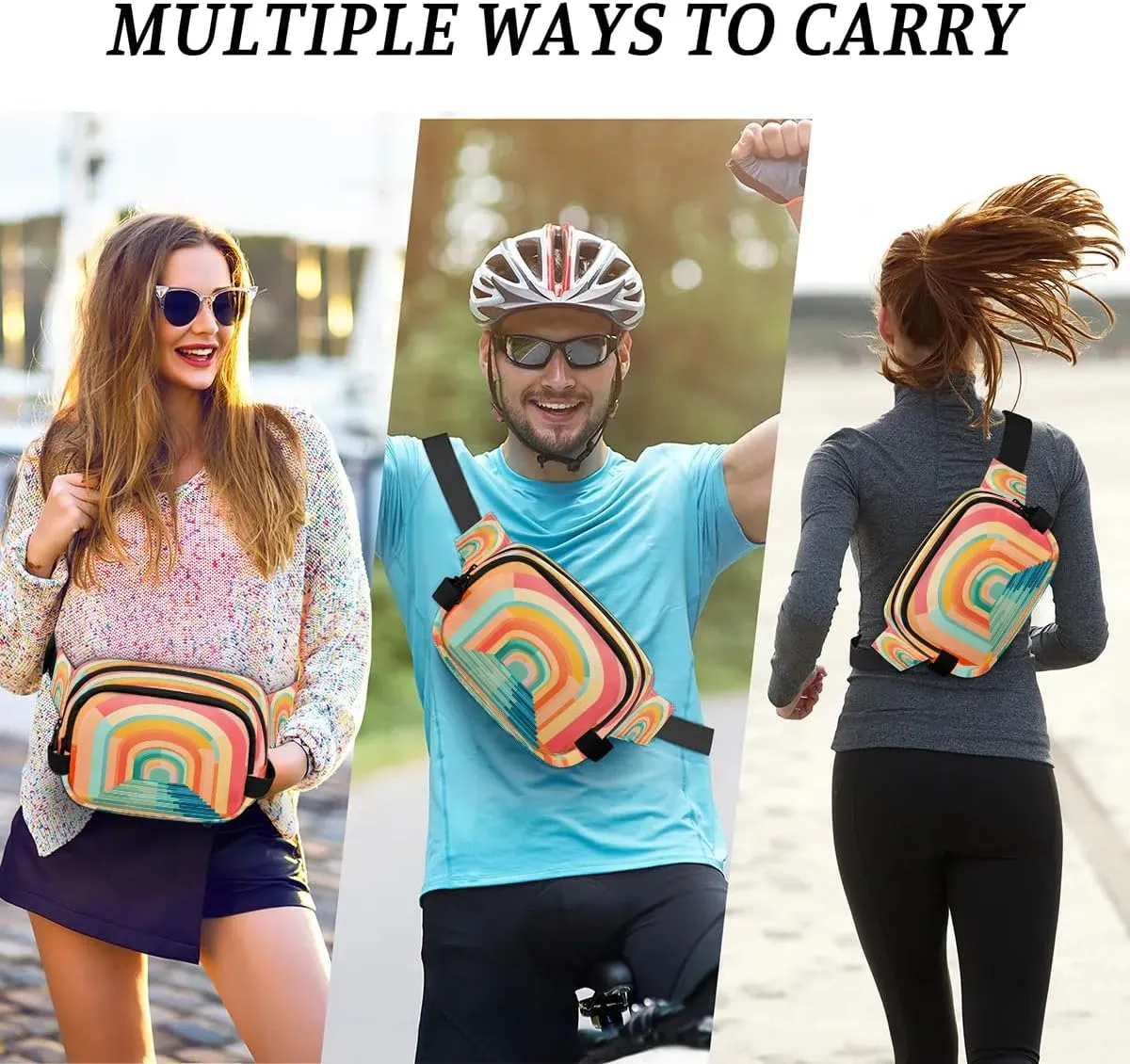 Arches Patterns Men's and Women's Waist Pack Crossbody Rainbow Landscape Waist Pack Running Strap, Adjustable Shoulder Strap - For Hiking and Running Exercise Fitness
