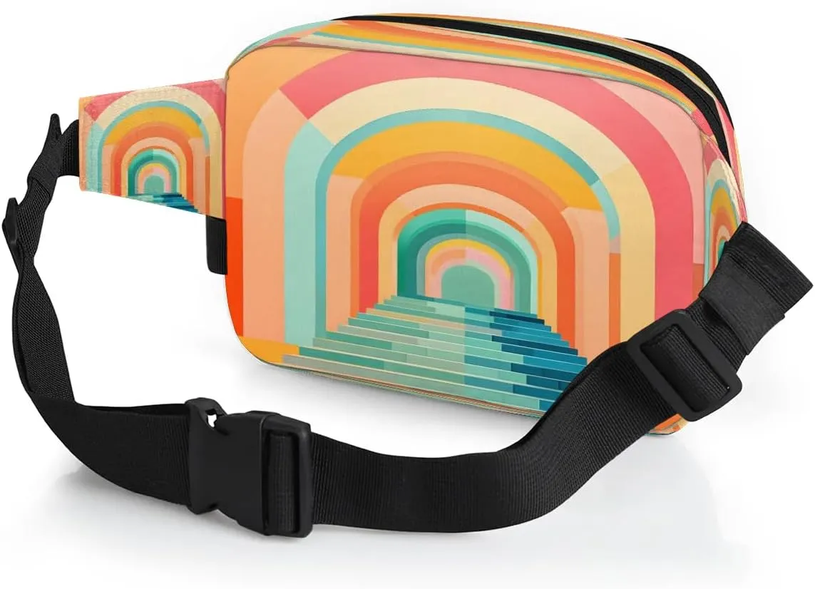 Arches Patterns Men's and Women's Waist Pack Crossbody Rainbow Landscape Waist Pack Running Strap, Adjustable Shoulder Strap - For Hiking and Running Exercise Fitness