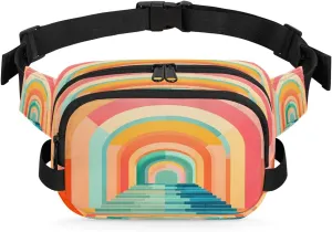 Arches Patterns Men's and Women's Waist Pack Crossbody Rainbow Landscape Waist Pack Running Strap, Adjustable Shoulder Strap - For Hiking and Running Exercise Fitness