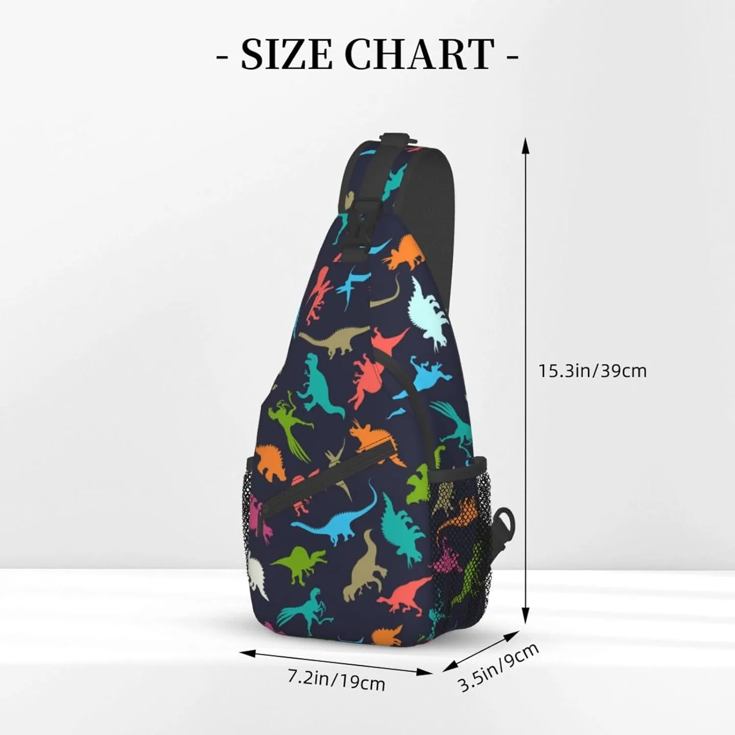 ASYG Cute Funny Dinosaur Sling Bag Crossbody Backpack for Women Men Travel Hiking Daypack Dino Crossbody Shoulder Bag