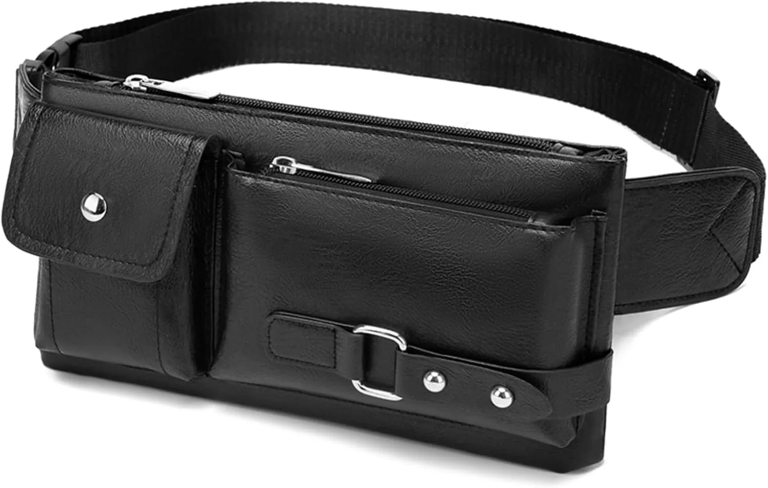 Ausion PU Leather Waist Bag for Outdoor & Casual Use - Spacious Crossbody Fanny Pack with Multi-Zipper Compartments, Secure Carry for Phones, Wallets & Keys, Ideal Gift for Travelers