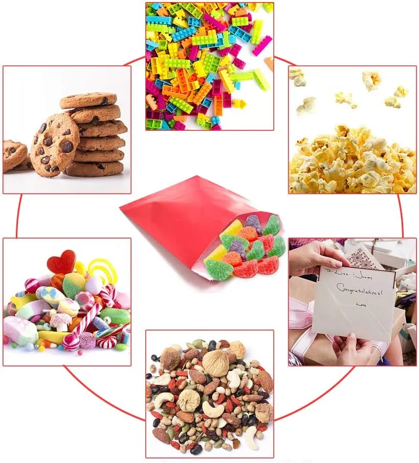 AZOWA 100 CT Small Paper Treat Sacks Assorted 5 x 7 In Candy Buffet Bags for Party