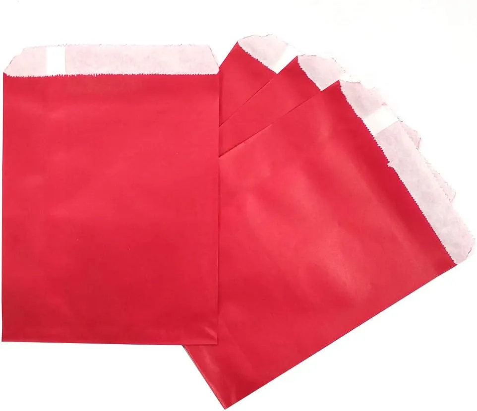 AZOWA 100 CT Small Paper Treat Sacks Assorted 5 x 7 In Candy Buffet Bags for Party