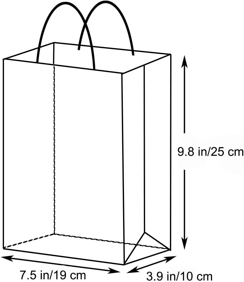AZOWA Gift Bags Light Blue Kraft Paper Bags With Handles (7.5 x 3.9 x 9.8 in, 12 CT)