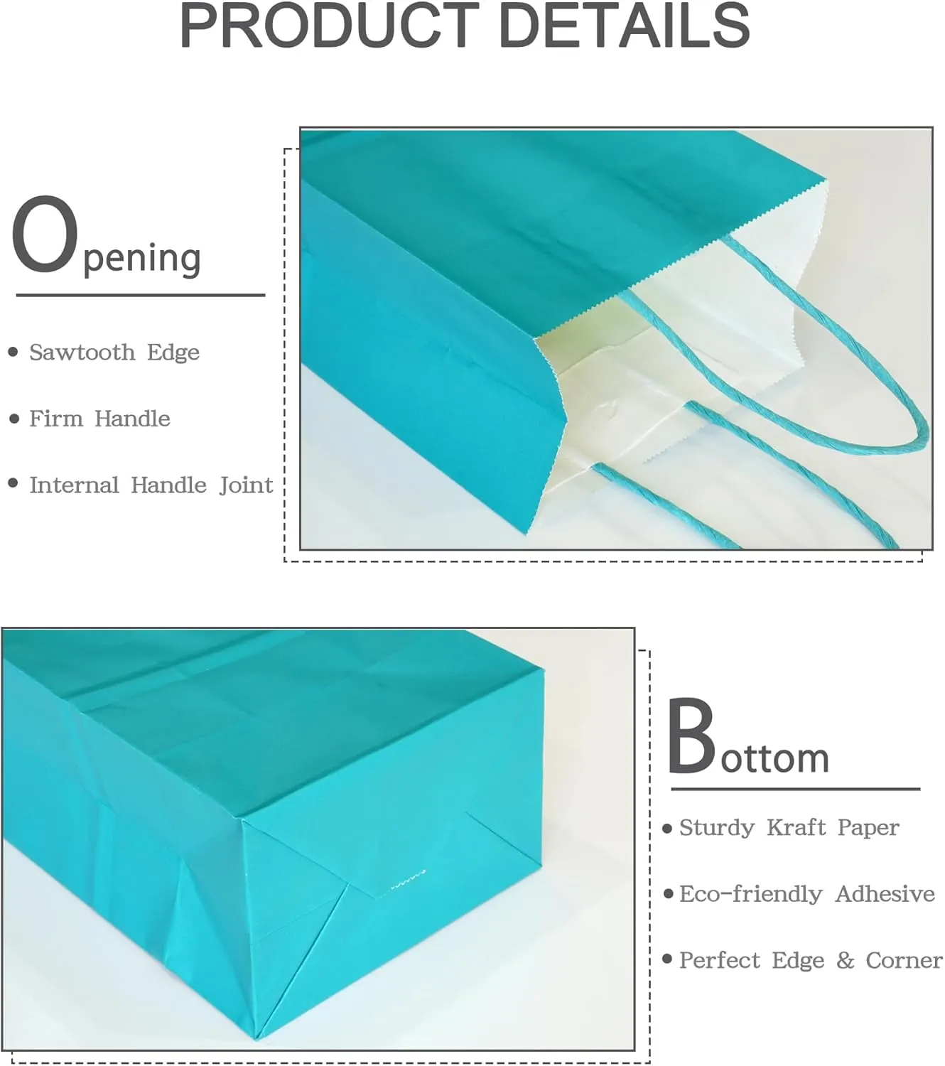 AZOWA Teal Gift Bags Small Kraft Paper Bags with Handles (5 x 3.1 x 8.2 in, Teal, 25 Pcs)