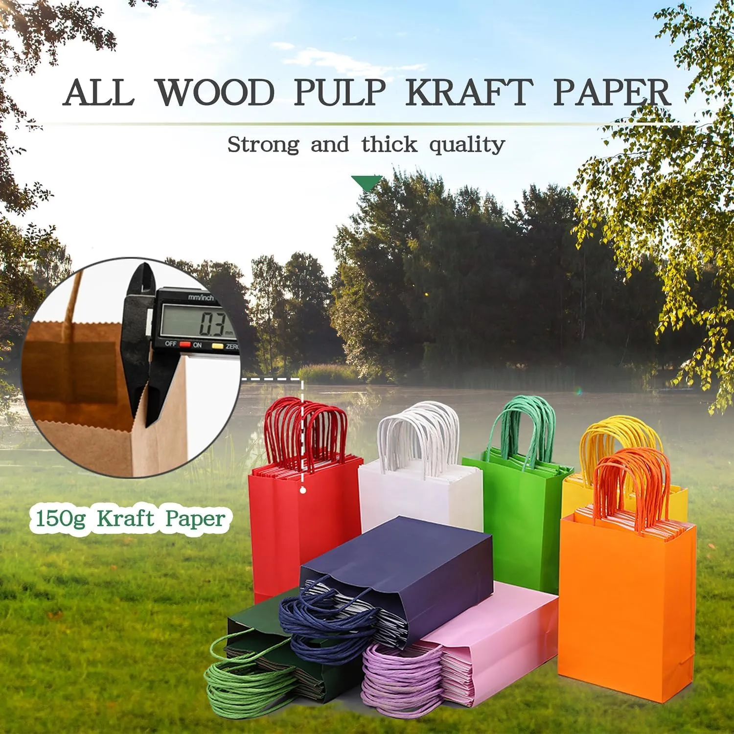 AZOWA Teal Gift Bags Small Kraft Paper Bags with Handles (5 x 3.1 x 8.2 in, Teal, 25 Pcs)