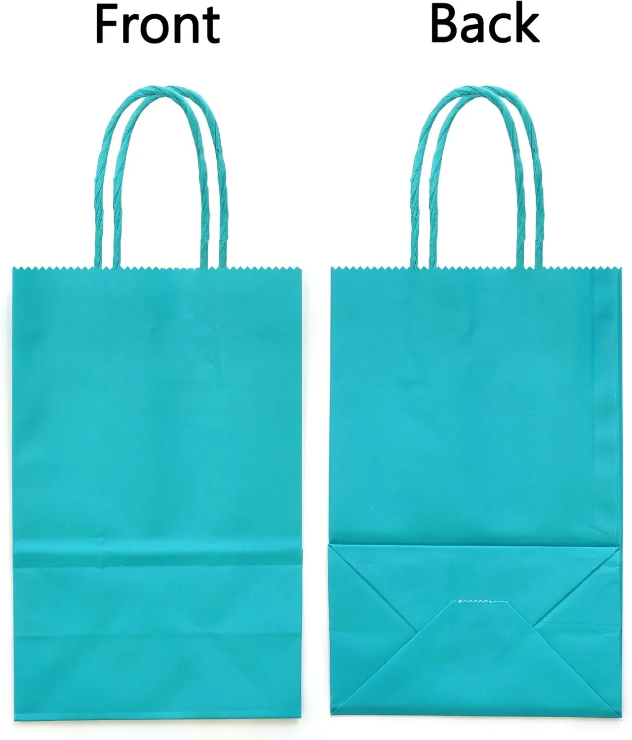 AZOWA Teal Gift Bags Small Kraft Paper Bags with Handles (5 x 3.1 x 8.2 in, Teal, 25 Pcs)