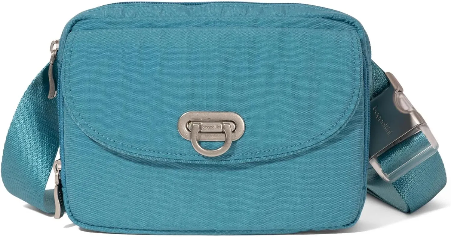 Baggallini Women's Coastal Flip Lock Fanny Pack Sling 7.5"x5.6" Belt Bag W/RFID Card Slots Adjustable Strap