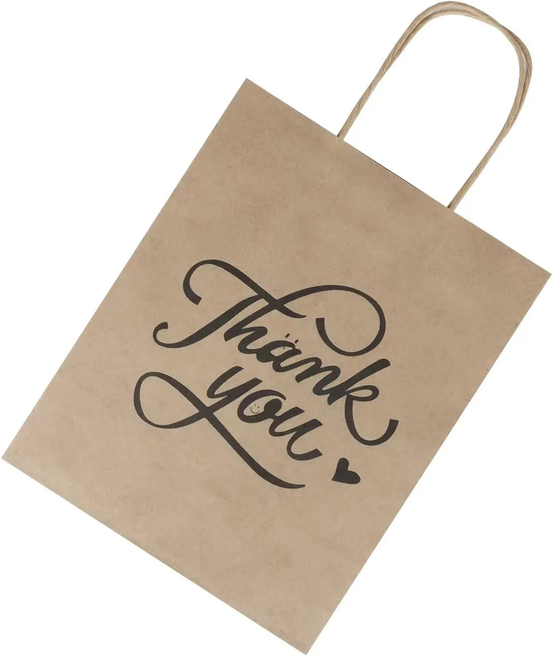 bagmad 100 Pack 8x4.75x10 Inch Medium Brown Paper Gift Bags with Handles Bulk, Thank You Kraft Paper Bags for Party Favors Grocery Retail Shopping Wedding Craft Sacks (Plain Natural, 100pcs Count)