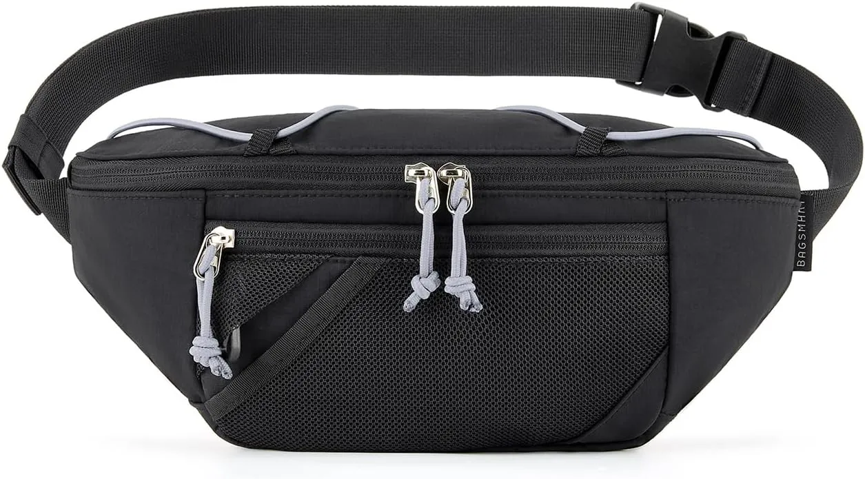 BAGSMART Fanny Packs for Women Belt Bag with Adjustable Strap Crossbody Waist Pack for Running Hiking Workout Travel, Black