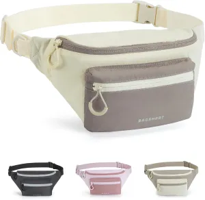 BAGSMART Fanny Packs for Women Men Crossbody Waist Bag with Adjustable Strap Belt Bag for Running Sport Travel Hiking, Beige