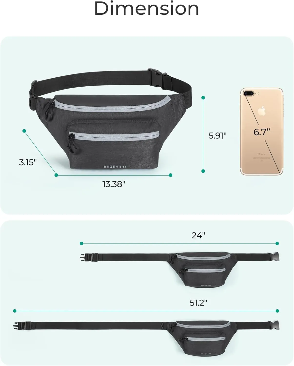BAGSMART Fanny Packs for Women Men Crossbody Waist Bag with Adjustable Strap Belt Bag for Running Sport Travel Hiking, Beige