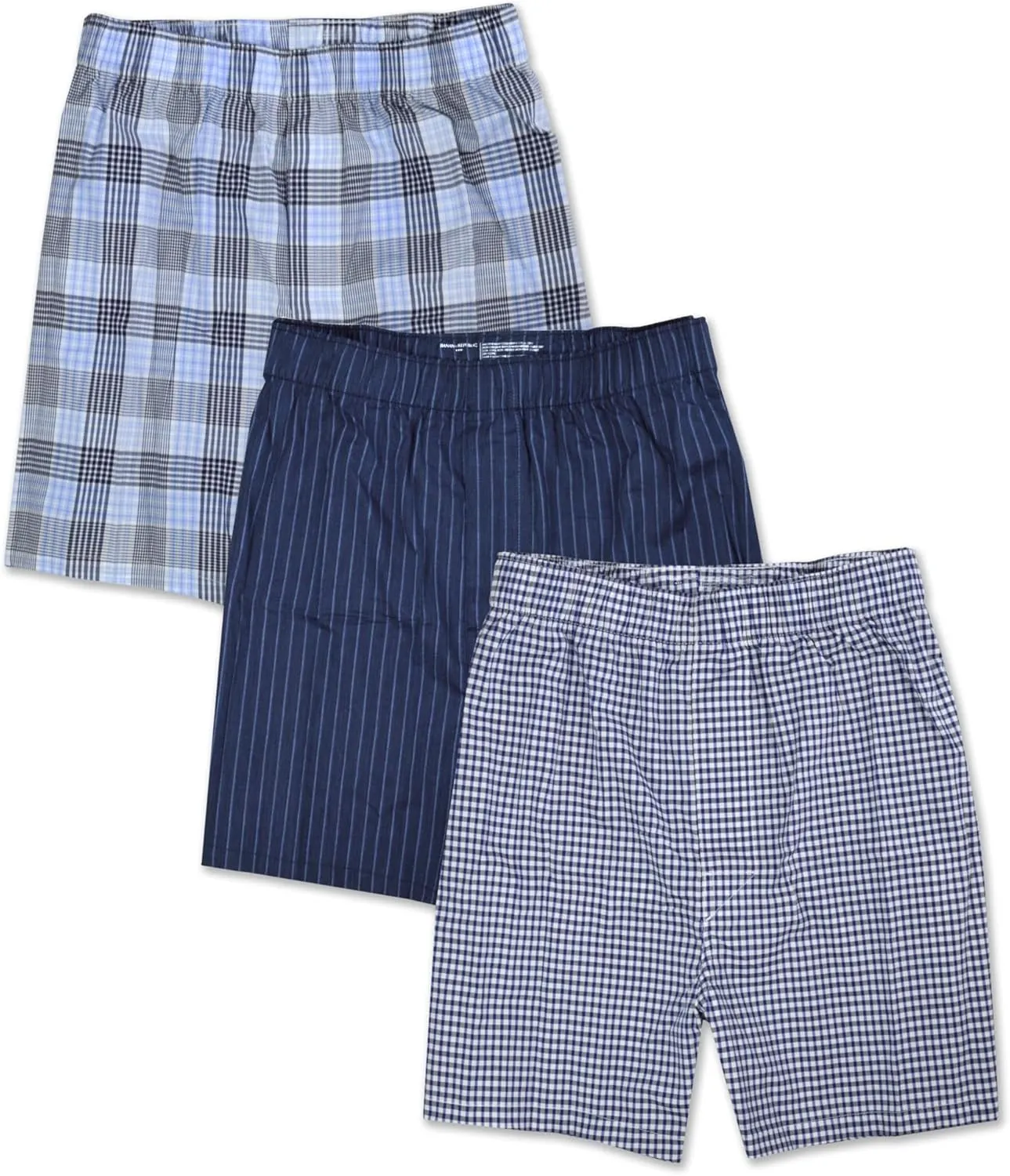 Banana Republic Mens 100% Organic Cotton Elastic Waistband 3 Pack Boxers Mixed,