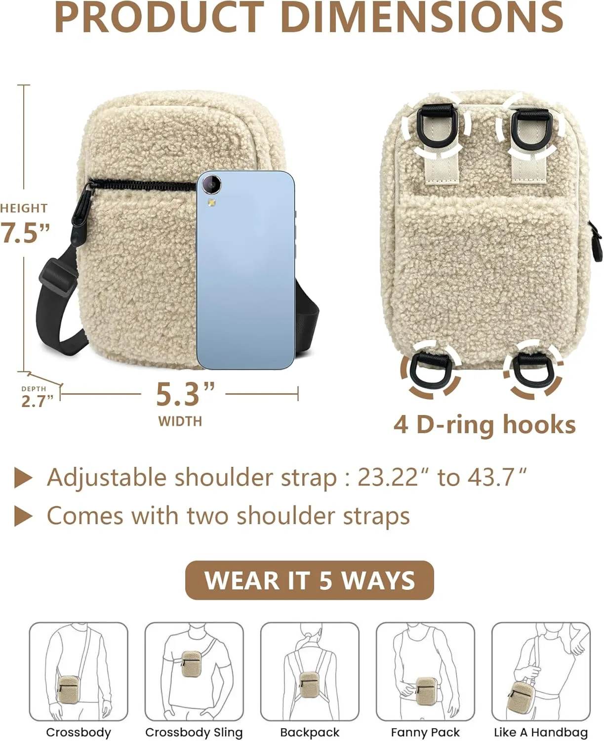 BAPHITY Crossbody Bag Sling Purses for Women Trendy, Convertible Multi Position Fanny Back Pack Sling Bag for Women Cross Body
