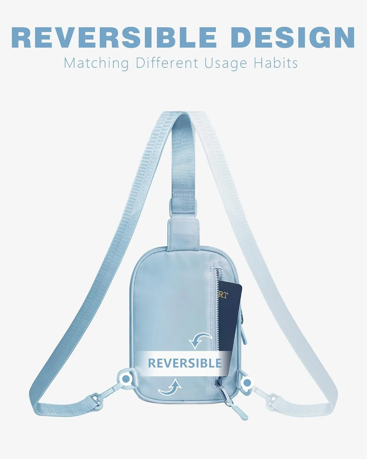 BAPHITY Small Sling Bag for Women and Men, Crossbody Bag Trendy, Fanny Packs Purses Chest Bag Small Backpack for Travel - Light Blue