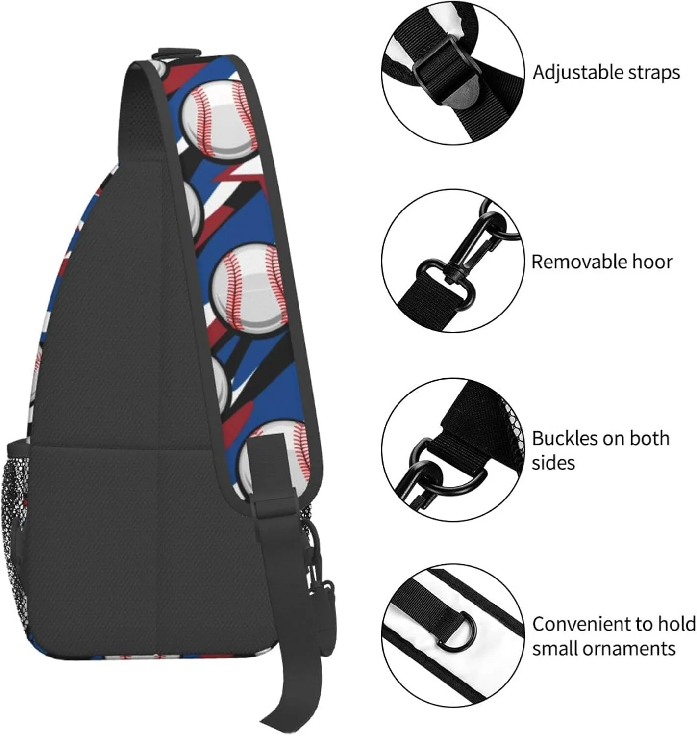 Baseball Sling Backpack Sports Crossbody Bag For Women Men Sling Bag Travel Hiking Chest Bag Unisex
