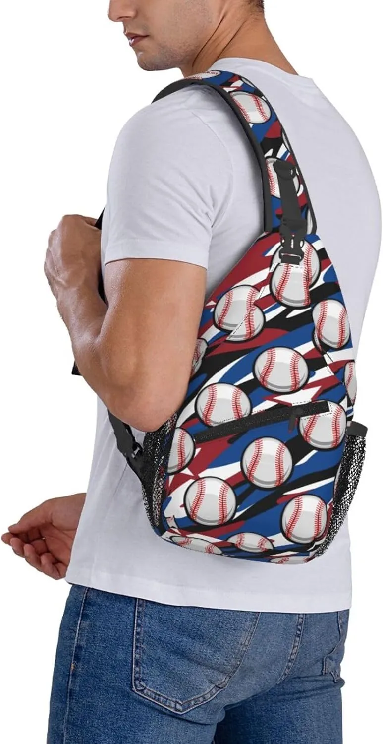 Baseball Sling Backpack Sports Crossbody Bag For Women Men Sling Bag Travel Hiking Chest Bag Unisex