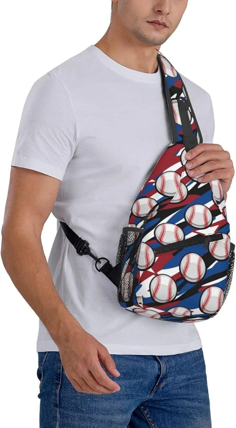 Baseball Sling Backpack Sports Crossbody Bag For Women Men Sling Bag Travel Hiking Chest Bag Unisex