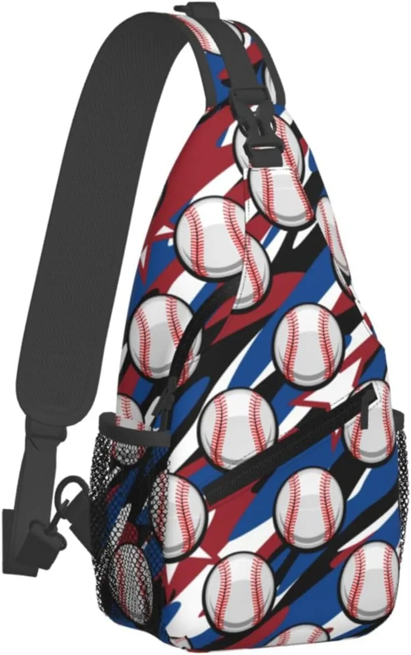 Baseball Sling Backpack Sports Crossbody Bag For Women Men Sling Bag Travel Hiking Chest Bag Unisex