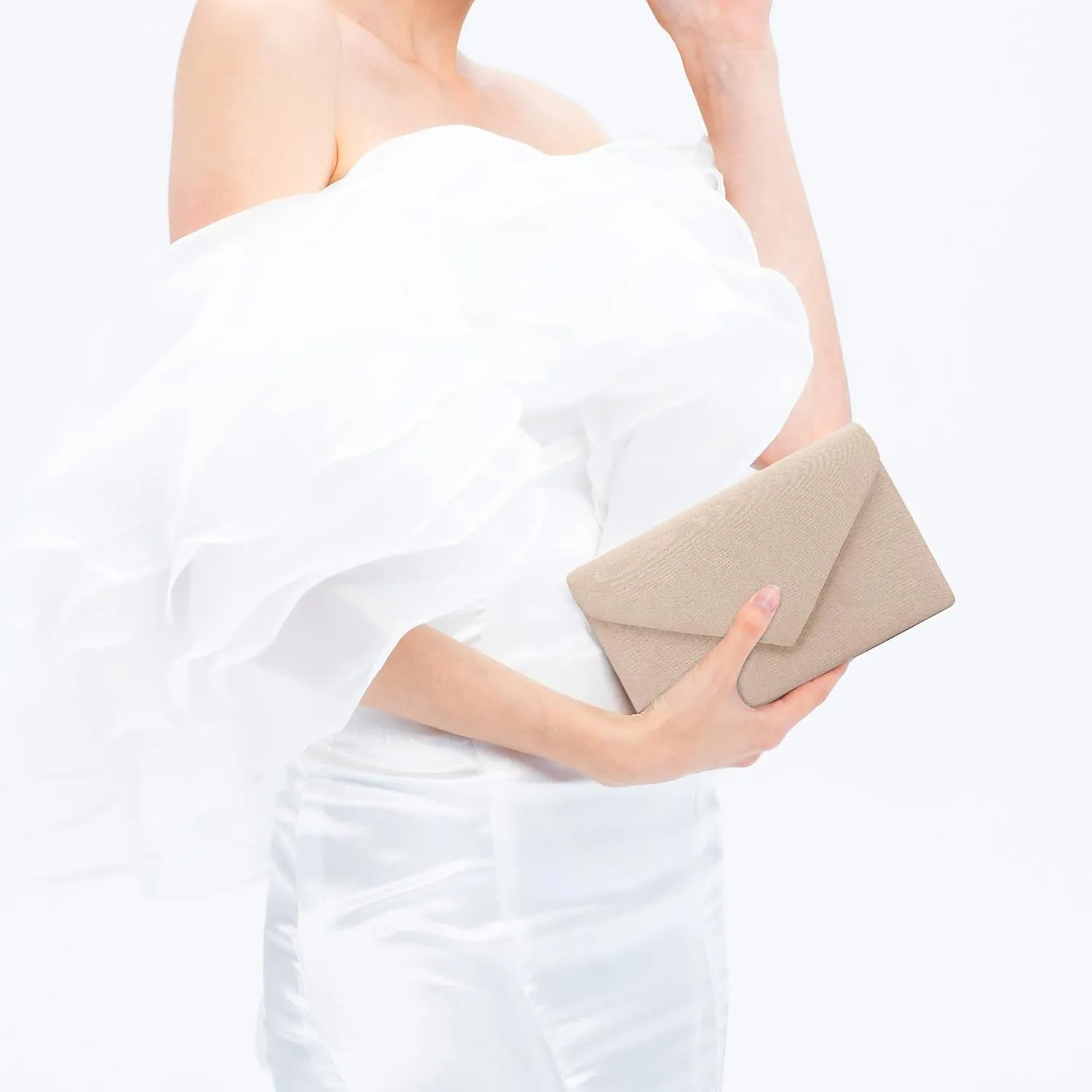 BBjinronjy Clutch Purse Evening Bag for Women Evening Wedding Party Velvet Suede Pleated Handbag