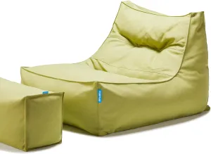 Bean Bag 607R in & Outdoor with Footstool (Cover Only, No Filler) - Removable, Washable, Weatherproof Outdoor Fabric (Alps Green)