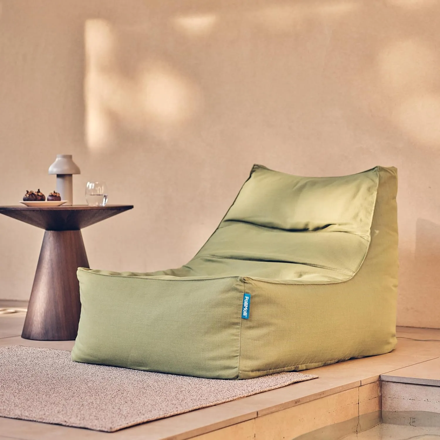 Bean Bag 607R in & Outdoor with Footstool (Cover Only, No Filler) - Removable, Washable, Weatherproof Outdoor Fabric (Alps Green)