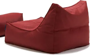Bean Bag 607R in & Outdoor with Footstool (Cover Only, No Filler) - Removable, Washable, Weatherproof Outdoor Fabric (Ibiza Red)