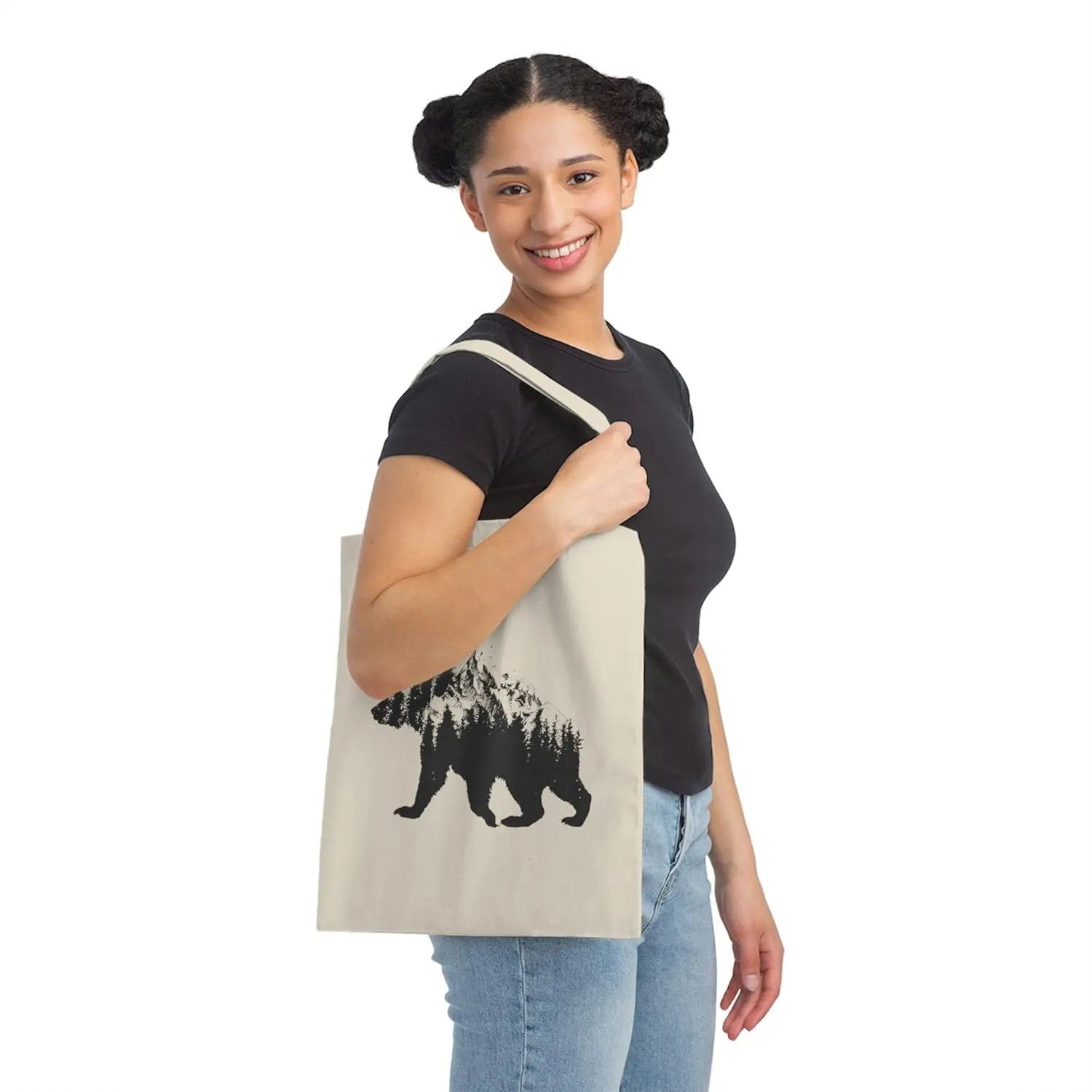 Bear National Park For Camping Hiking Travel Canvas Tote Bag