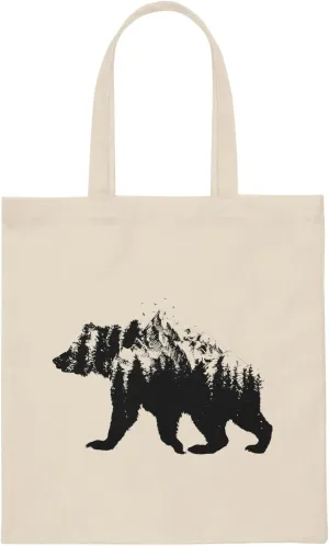 Bear National Park For Camping Hiking Travel Canvas Tote Bag