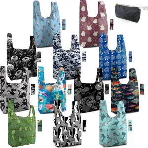 BeeGreen 12 Pack Bulk Reusable Grocery Bags Shopping Bags for Groceries Cloth Bags Gift Bags Foldable Tote Bag Large Holiday Bags with Handles Heavy Duty Animal Lover Gifts for Women