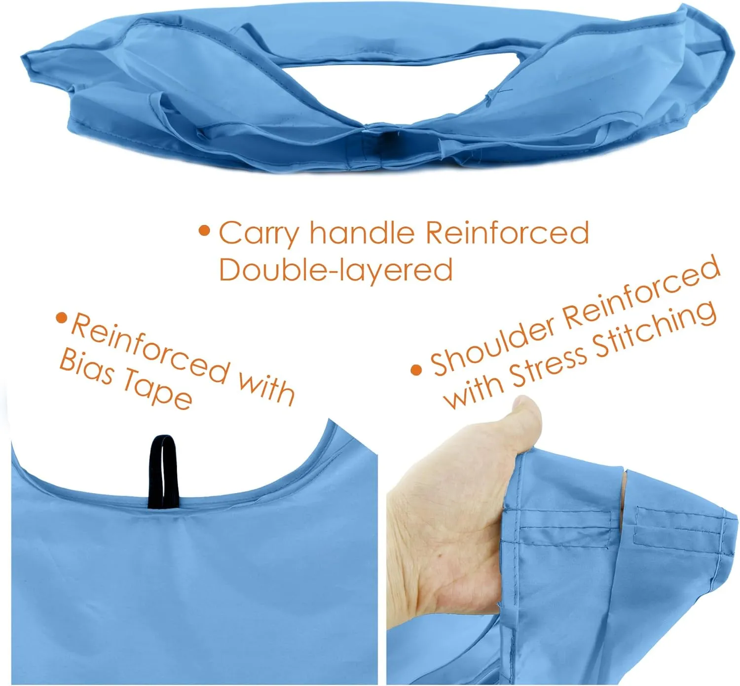 BeeGreen Lake Blue Reusable Grocery Bags Wholesale with Elastic Band Reusable Shopping Bags Bulk 50LBS X-Large Foldable-DIY-Heavy Duty Polyester 50 Pieces