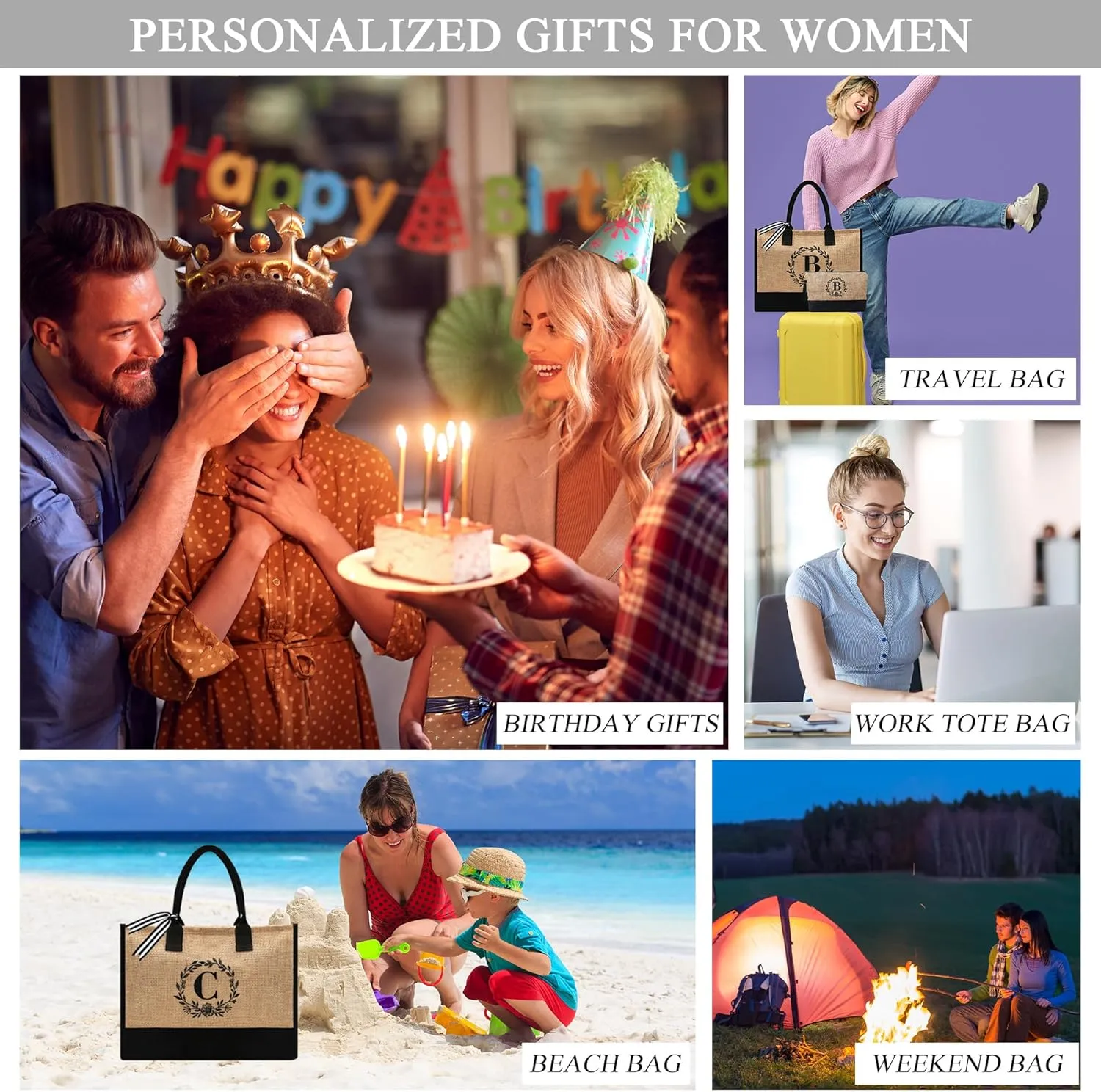 BeeGreen Personalized-Tote-Bag-for Women Mom Teacher Friends Sister Gift Bags with Comestic Bag