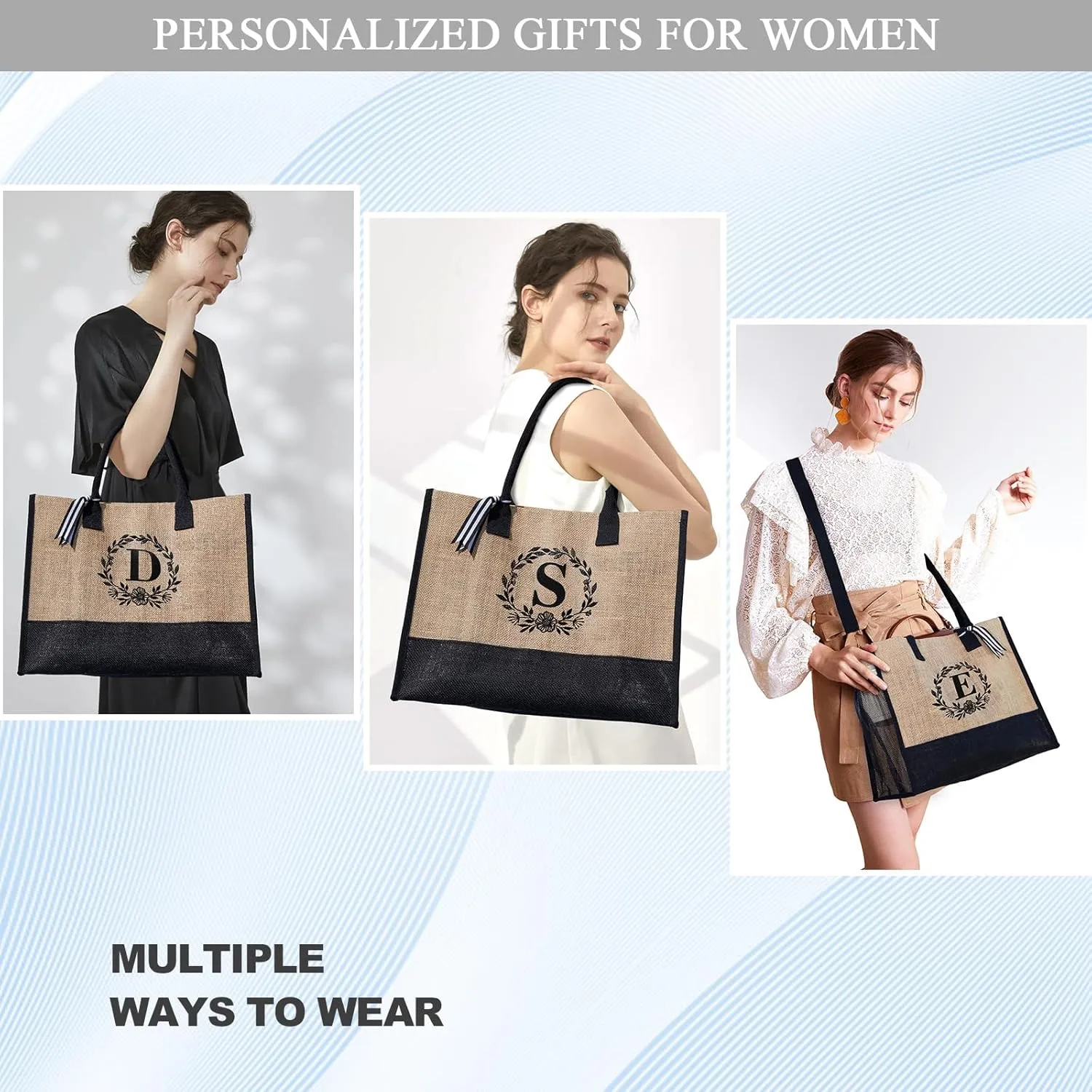 BeeGreen Personalized-Tote-Bag-for Women Mom Teacher Friends Sister Gift Bags with Comestic Bag