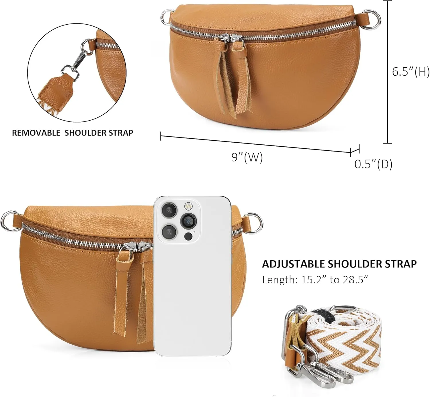 befen Geniune Leather Small Sling Bags Fanny Pack Crossbody Bags Purses Gifts for Women Teen Girls Travel