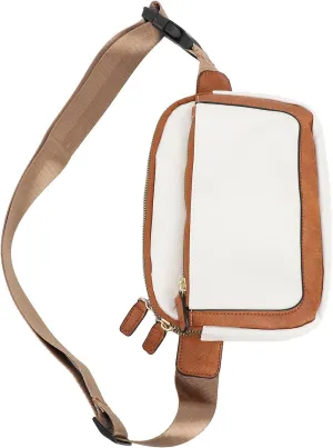 Belt Bag, Artificial PU Stylish Adjustable Strap Waist Pack for Travel (Beige Brown)